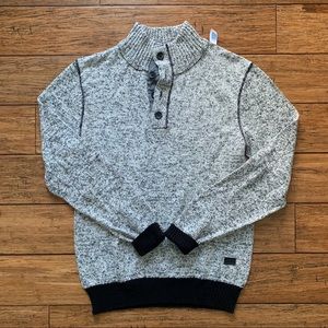 Buffalo David Bitton Sweaters - Grey Marled Button Turtleneck Sweater Black Trim Buffalo David Bitton Sweaters - Grey Marled Button Turtleneck Sweater Black Trim
